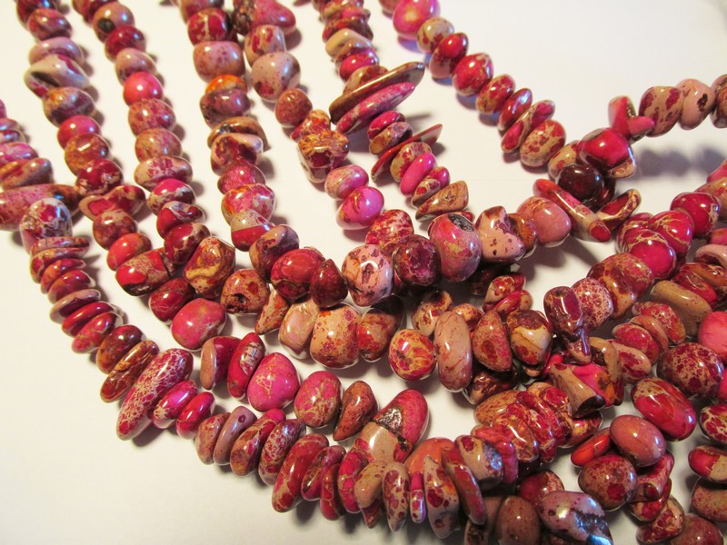 (image for) Maroon and Pink Jasper free form nugget beads #1515
